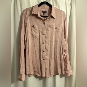Chaps Women’s Pink Lightweight Button Front Long Sleeve Blouse NWT Size XXL